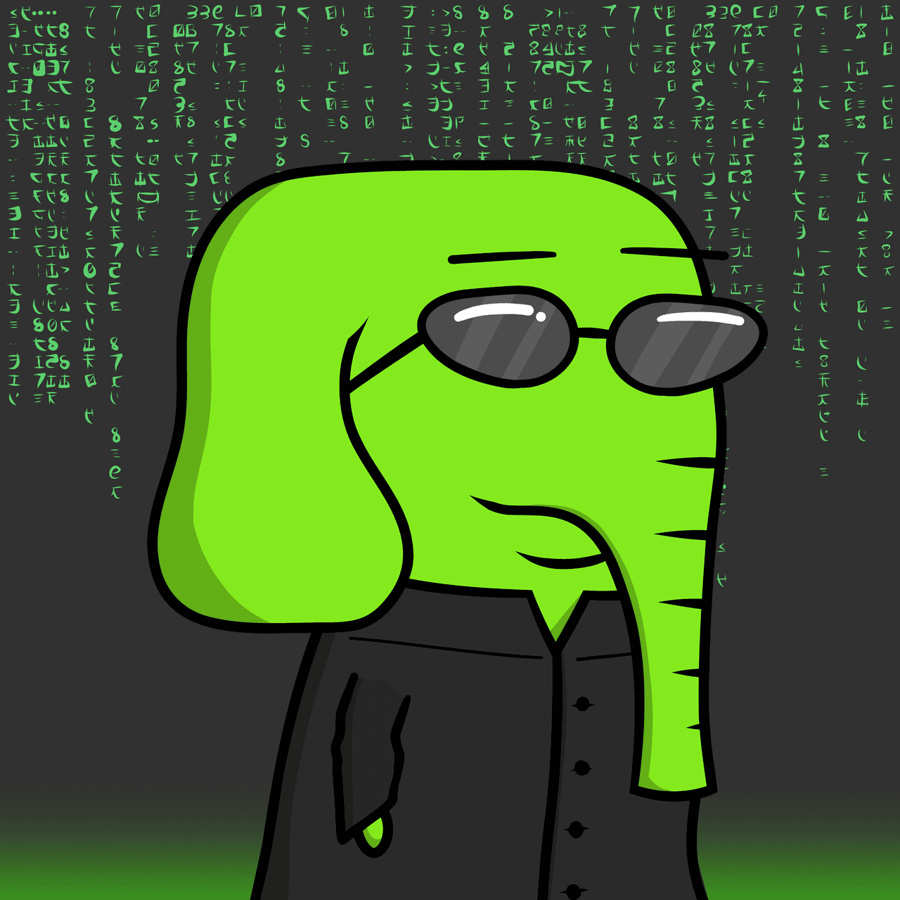 DumDumz green elephant with round sunglasses, sold on AOction House